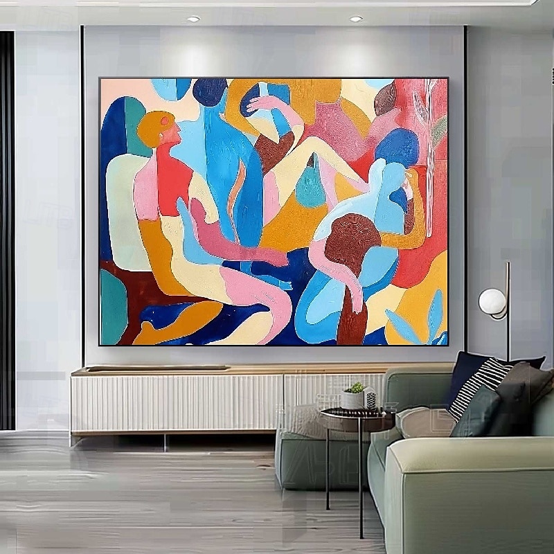 handgemachtes farbenfrohes modernes Ölgemälde auf Leinwand, großes handgemaltes abstraktes strukturiertes Personengemälde, Wandkunst, zeitgenössisches minimalistisches Kunstwerk, Wandgemälde für 2025 - $125.99 –P11