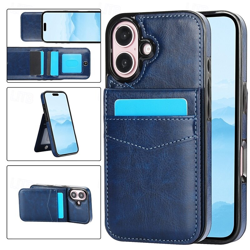 2025年 電話 ケース 用途 iPhone 16 Pro Max プラス iPhone 15 プロマックスプラス iPhone 14 13 12 11 Pro Max Plus Mini SE バックカバー スタンド付き カード挿入口 耐衝撃 レトロ風 TPU PUレザー  コレクション – $18.99 –P5