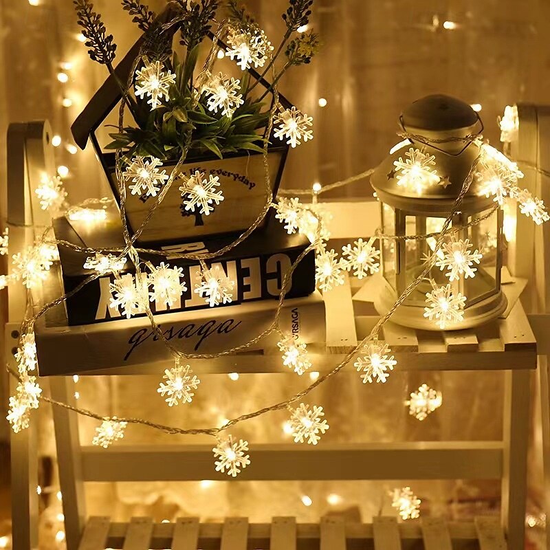 decor de Crăciun lumini fulgi de zăpadă zână șir lumini baterie/alimentat prin usb 10/20/40 led Crăciun Anul Nou petrecere vacanță acasă grădină balcon decor copac 2025 - $7.99 –P11
