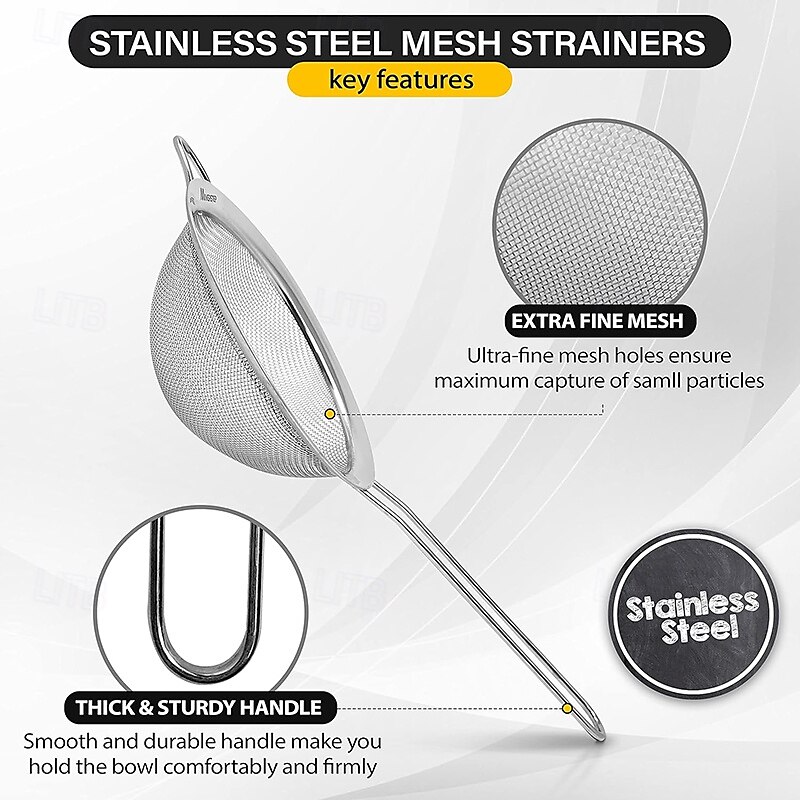 Set of 3 Fine Mesh Strainer Multifunction Stainless Steel Strainers with Sturdy Handle 2025 - $13.99 –P7