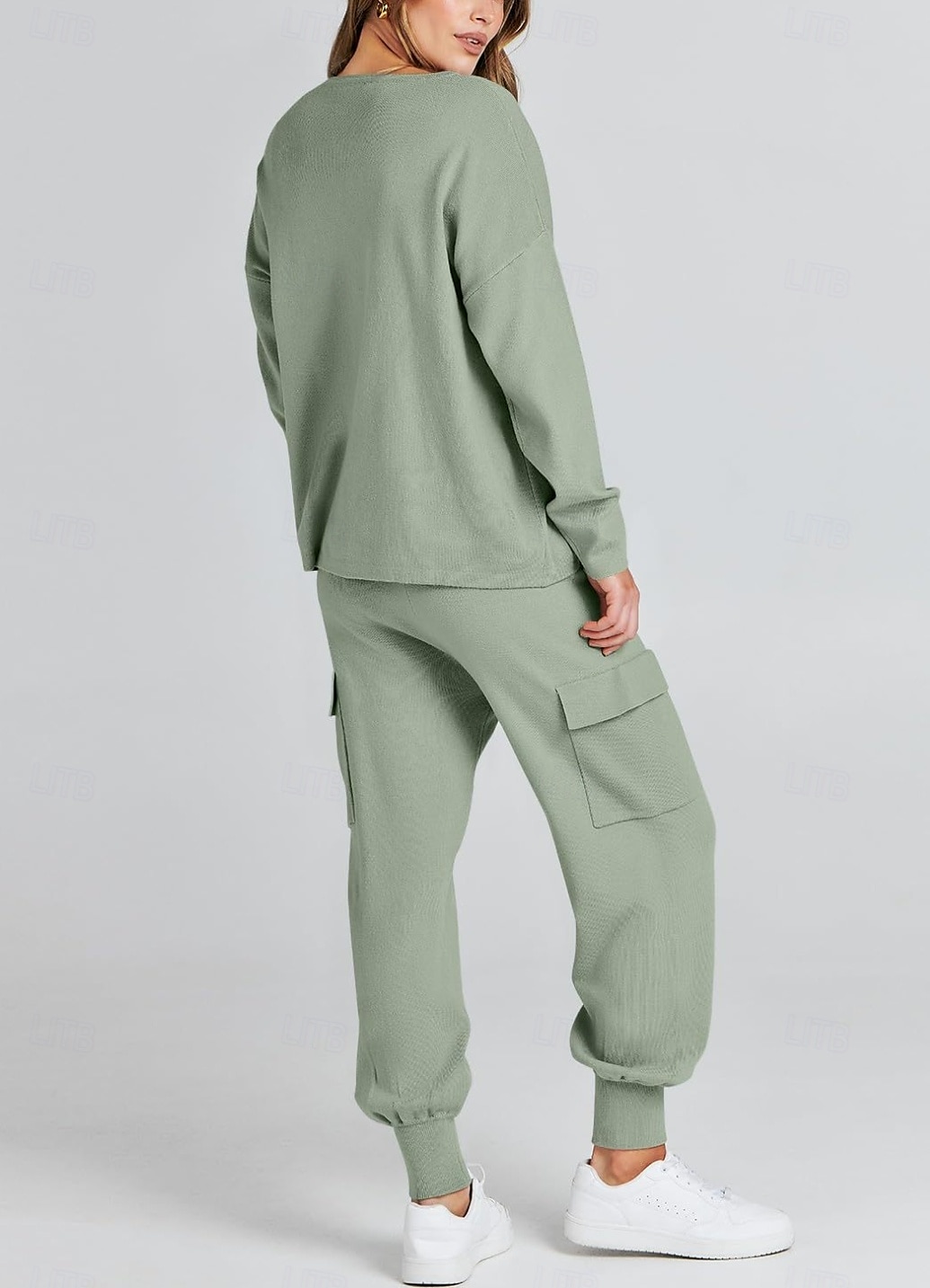 Damen Trainingsanzug Pullover Chinesisch Chino Hosenpullover Set Langarm Feste Farbe Schwarz Beige Frühling Lockere Passform 2025 - $23.99 –P5