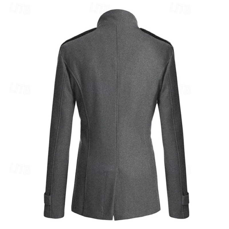 Pánské Polní kabát Peacoat Trenčkot Denní Dovolená Podzim zima Polyester Zahřívací Svrchní oděvy Oblečení Módní Klasické Bez vzoru Kapsy Stojáček Dvouřadé 2025 - $49.99 –P13