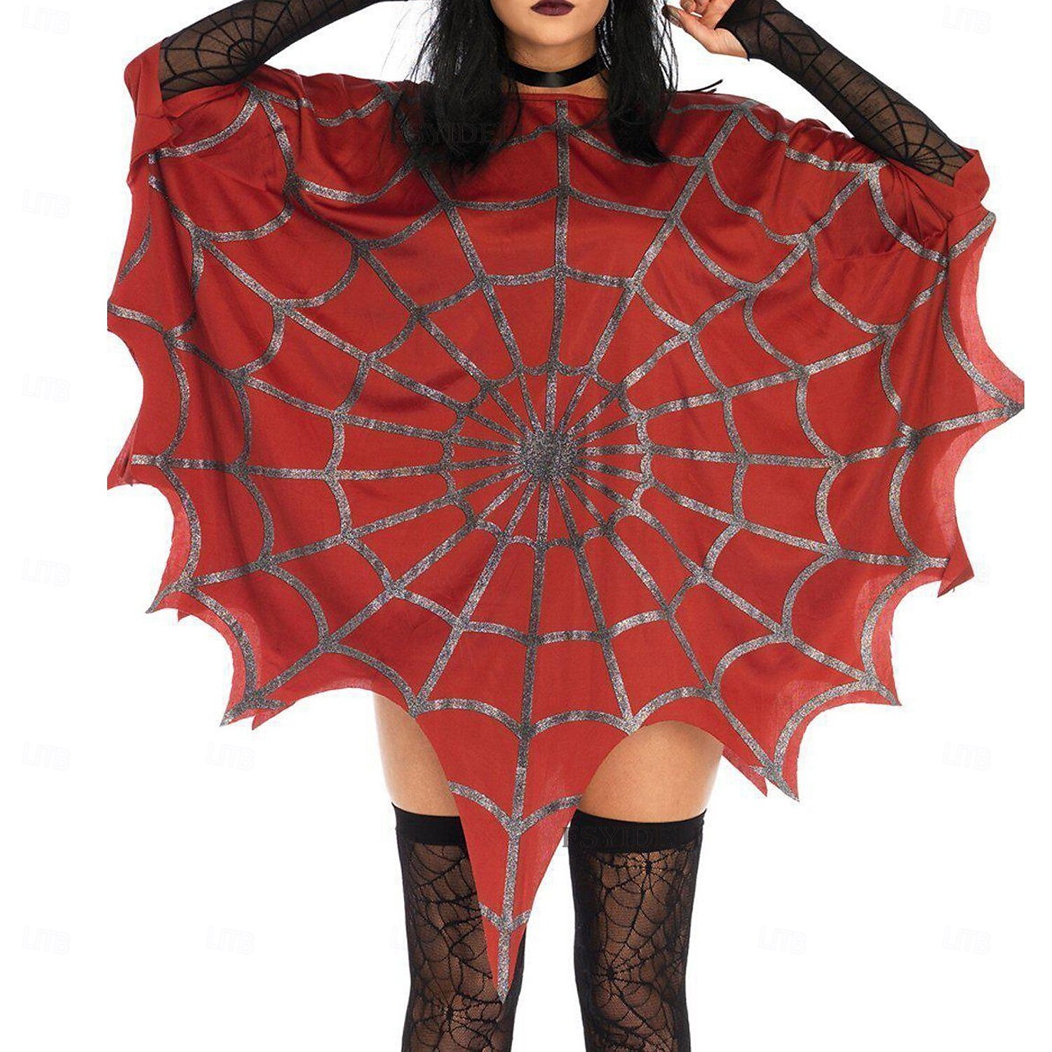 Beetlejuice Lydia Deetzová pavoučí síť Pláštěnka Pončo Dospělé Dámské Sexy kostým Večírek Karneval Plesová maškaráda Jednoduchý karnevalový kostým 2025 - $35.99 –P2