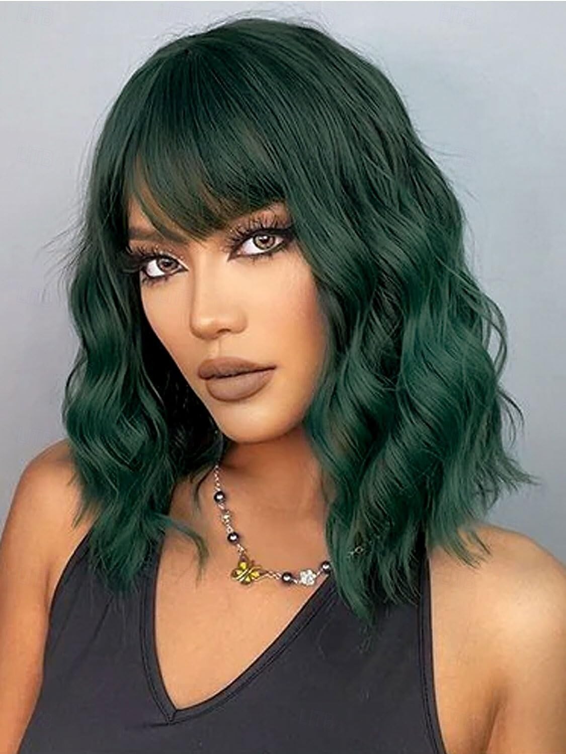 peruca com franja perucas curtas onduladas para mulheres comprimento dos ombros perucas bob encaracolado perucas sintéticas resistentes ao calor para cosplay de halloween uso diário para festas de 2025 por $20.99 –P1