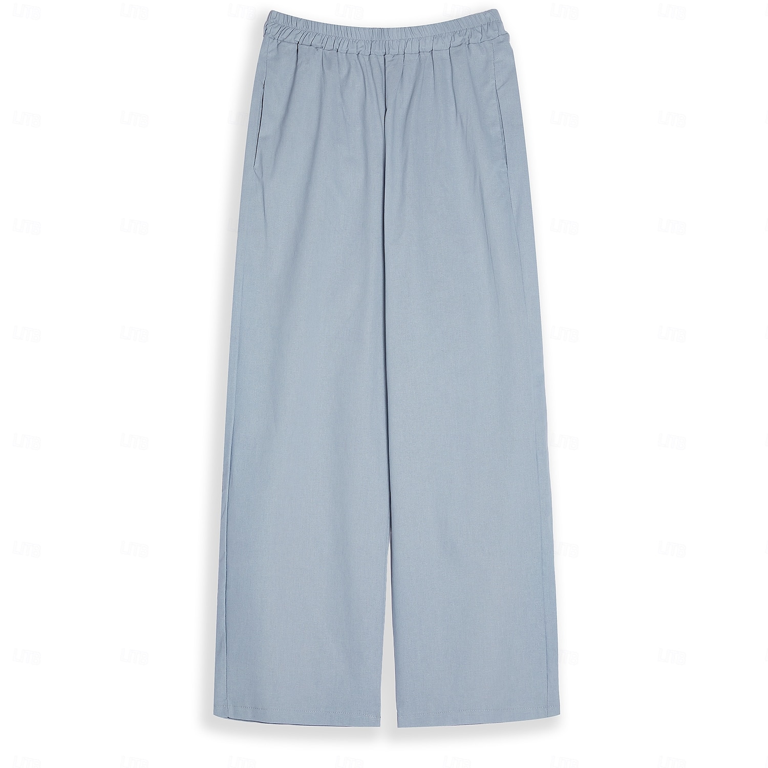Ensembles en coton et lin pour femmes, ensembles deux pièces, couleur unie, mode, col rond, rue, quotidien, 2 pièces, blanc, bleu, kaki, gris, printemps et automne de 2025 ? $35.99 –P4