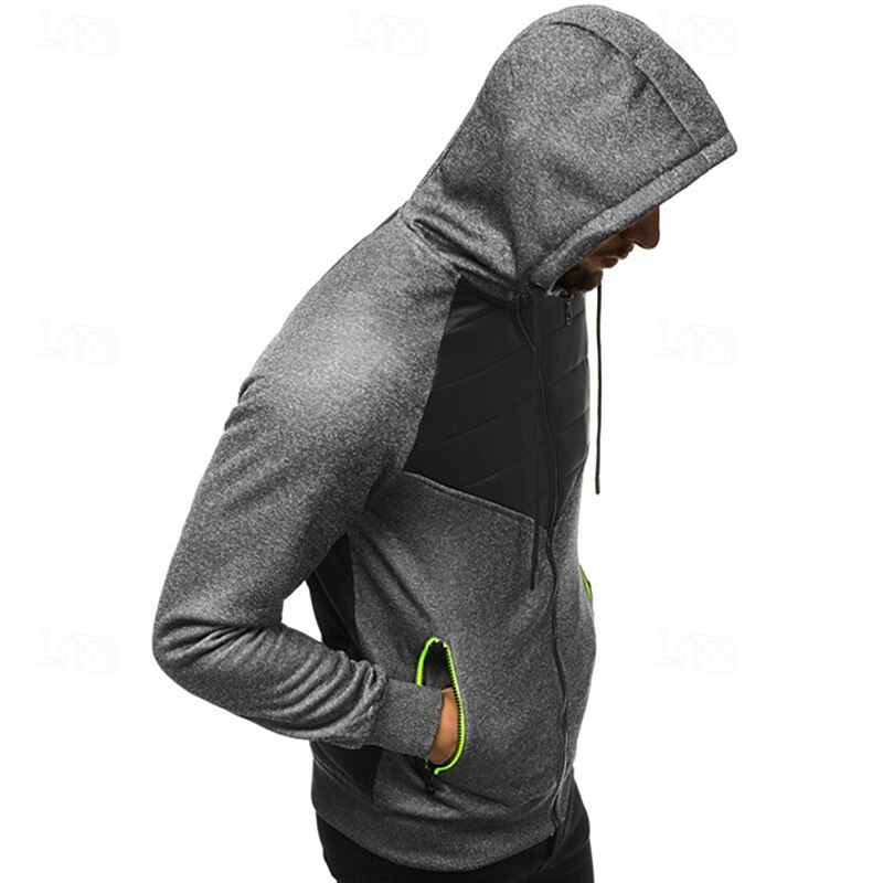 Voor heren Hoodie met rits Hoodie met volledige rits Zwart Donkergrijs Grijs Capuchon Kleurenblok Rits omhoog Lapwerk Zak Sport & Outdoor Dagelijks Feestdagen Polyester Streetwear Basic Casual Herfst 2025 - $21.99 –P7