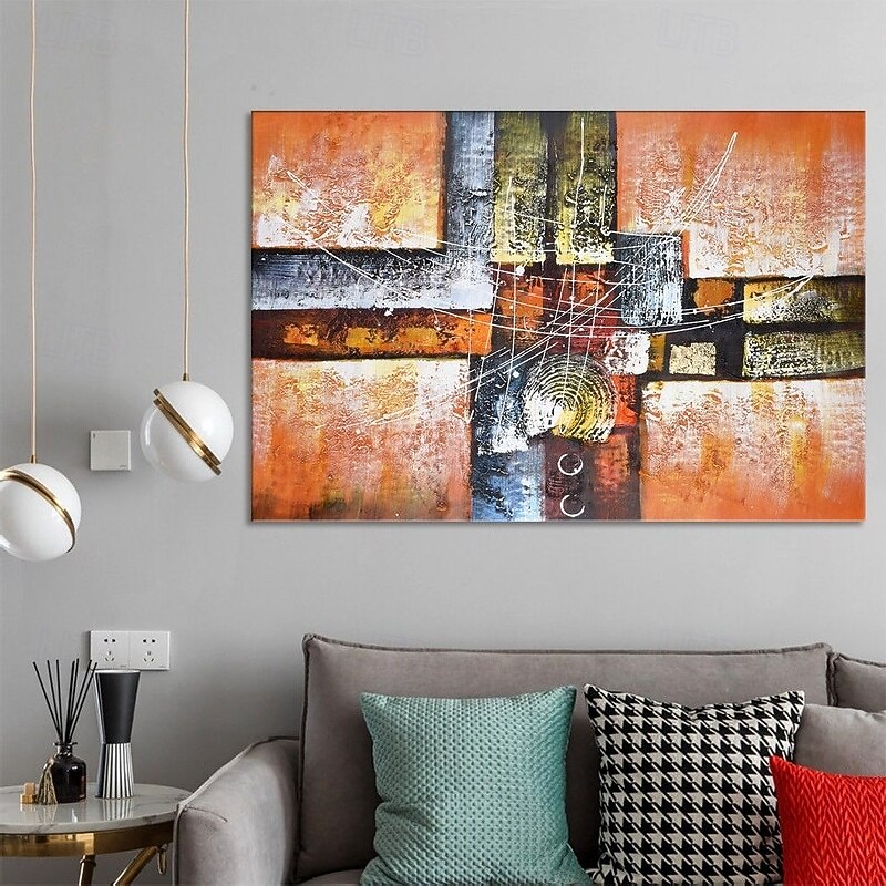 handmade Abstract Orange Paintings On Canvas handpainted Rich Textured ...