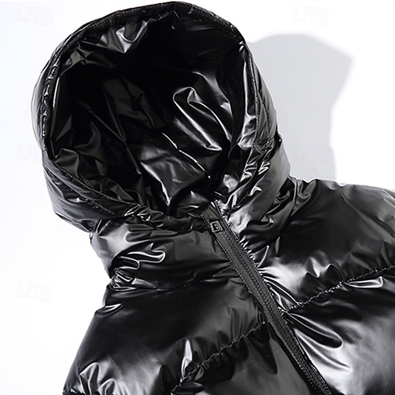 Herr Vinterkappa Pufferjacka Vadderad jacka Ficka Polyester Dagliga kläder Datum Semester Normal Mode Ledigt Bekväm Håller värmen Höst vinter Enfärgad / vanlig färg Silver Svart Marinblå Guld 2025 - $44.99 –P3