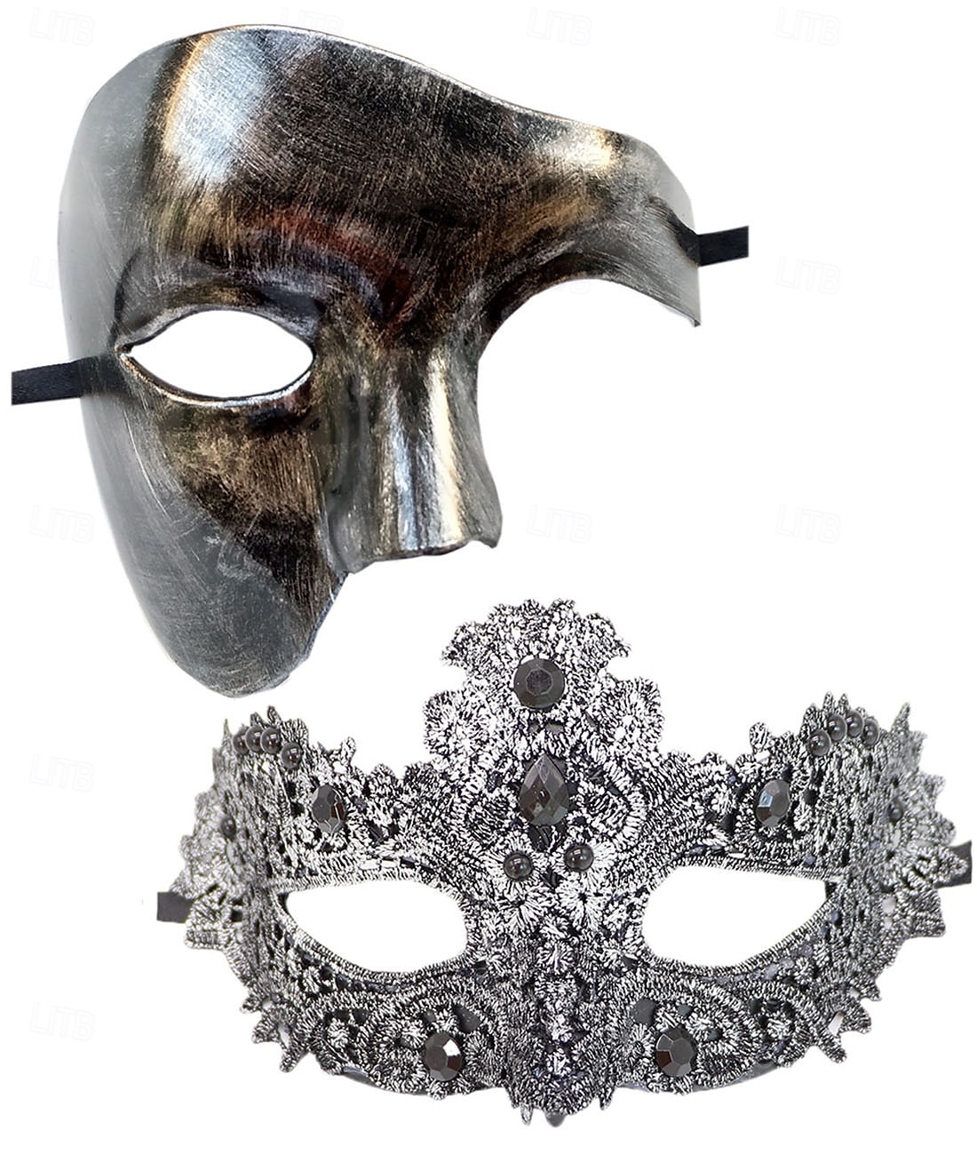 Halloween Maszk Velencei maszk Maszk egy boton Párok 2 db Farsangi maszk Fél arc Felnőttek Uniszex Mindszentek napja Farsang Mardi Gras Parti Party estélyi viselet Álarcos mulatság Egyszerű Halloween 2025 - $35.99 –P2