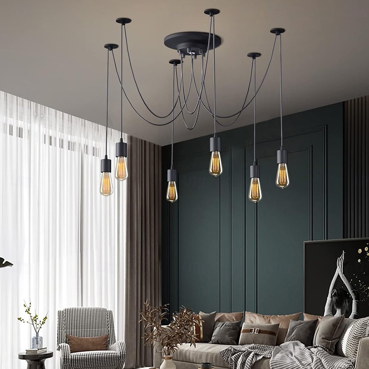 lampada a sospensione a led bianco caldo 6/10/14 teste retro edison multi regolabile fai da te luce ragno soffitto moderno chic industriale per soggiorno camera da letto 110-240v del 2025 a €96.24 –P3