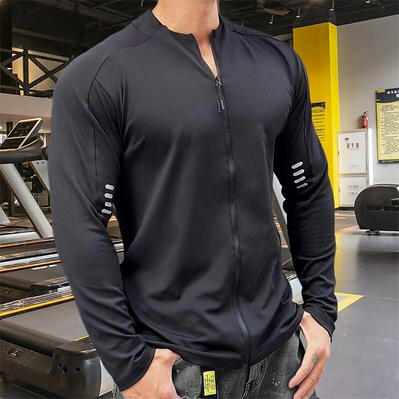 Per uomo Maglia Atletica Maglia da palestra Camicia fitness Camicia a compressione imbottita Zip intera Manica lunga Maglietta / Maglia Informale Athleisure Autunno Traspirante Asciugatura rapida del 2025 a $19.19 –P7