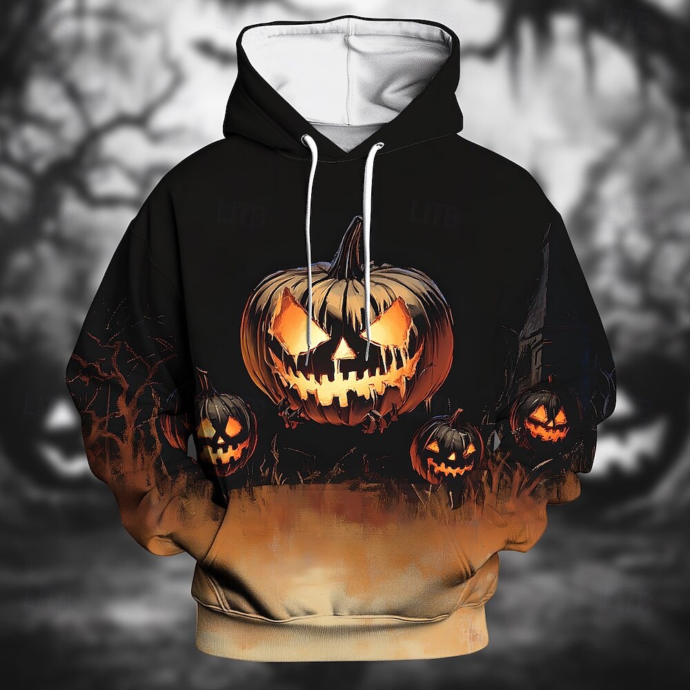 Víspera de Todos los Santos Calabaza Sudadera Pullover Víspera de Todos los Santos 3D Bolsillo delantero Gráfico Para Pareja Hombre Mujer Adulto Víspera de Todos los Santos Carnaval Mascarada 2025 - $29.99 –P3