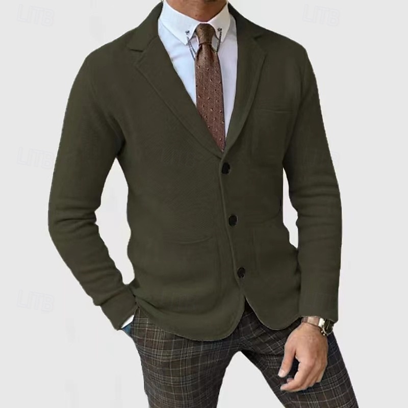 Herren Leichte Jacke Freizeitjacke Blazer Sakko Täglich Urlaub Weich Tasche Herbst Winter Glatt Modisch Klassisch Kargen Standard Schwarz Blau Khaki Hellgrau Armeegrün Jacken 2025 - $43.99 –P9