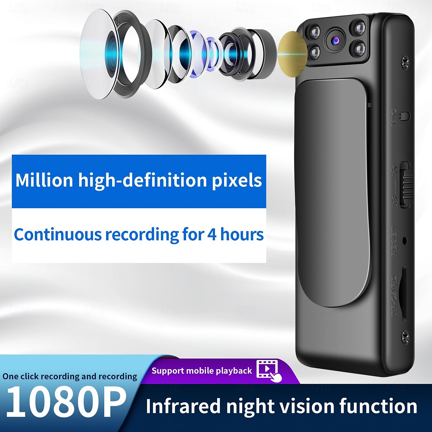 Aktionskamera Tragbar Wiederaufladbar Bild- und Videofunktion aufzeichnen Mini CMOS-Sensor 1080p 128 GB Geländerad 2025 - $21.99 –P5