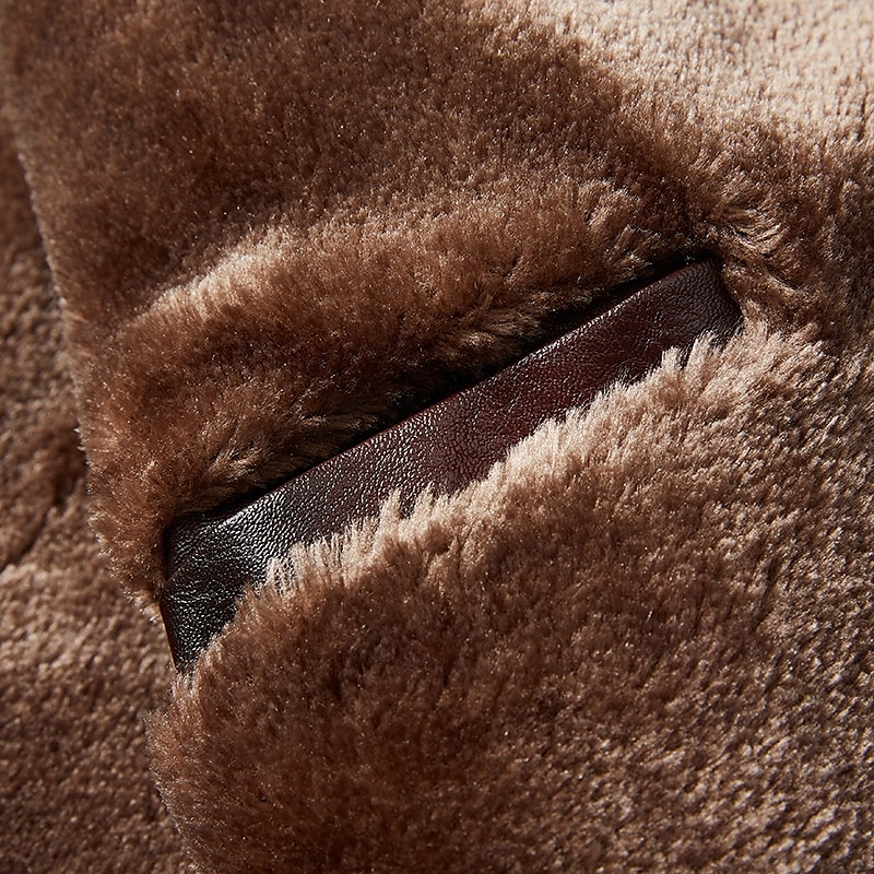 Herr Imitationsläderjacka Fleece-jacka Bikerjacka Motorcykeljacka Dagligen Semester Vindtät Håller värmen Ficka Höst vinter Slät Mode Klassisk Kavajslag Normal Svart Rubinrött Brun Kaffe Jacka 2025 - $86.99 –P20