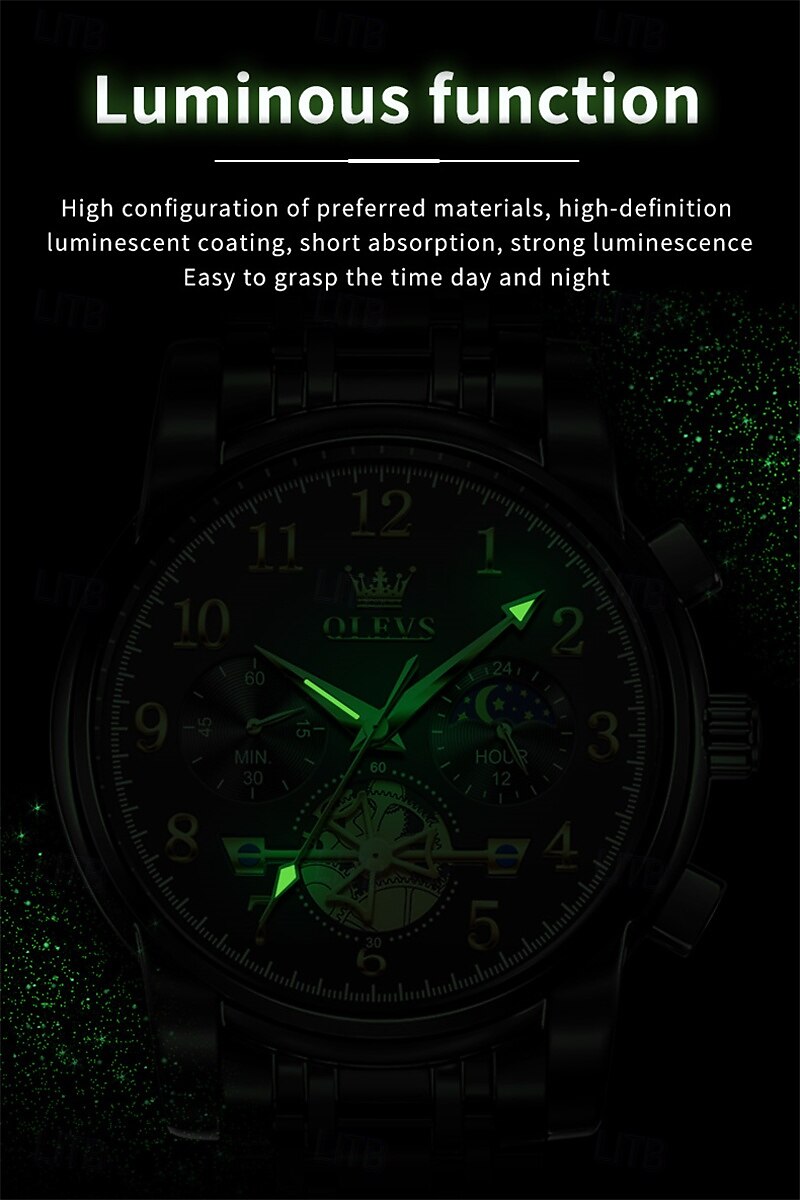 New Olevs Brand Trend Fashion Men'S Watches Luminous Chronograph Digital Scale Multifunction Waterproof Simple Quartz Watch Men'S Wristwatch 2025 - $32.99 –P8