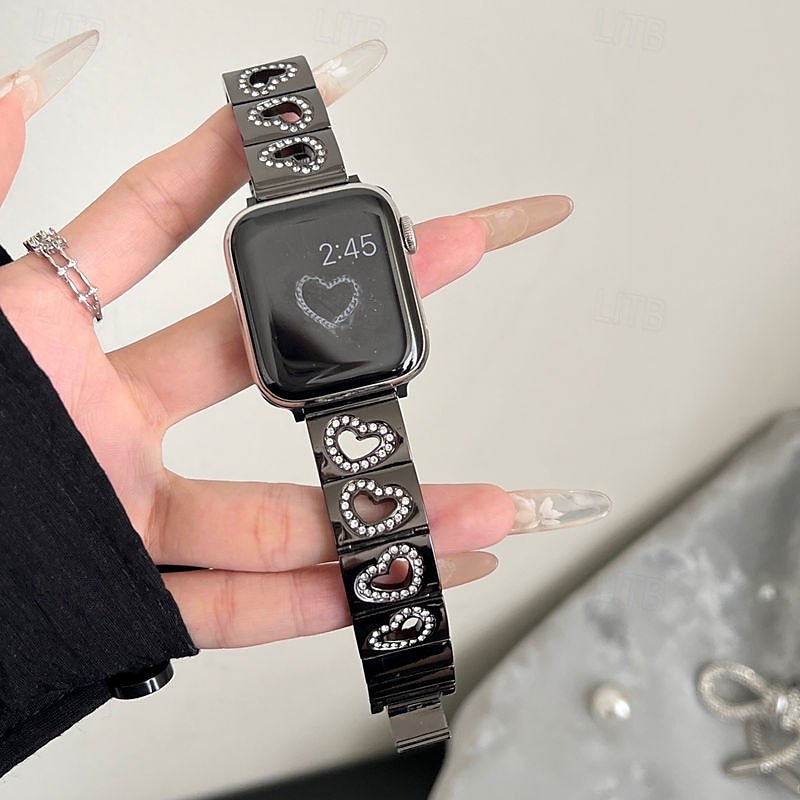 2025年 Solo Loop と互換性があります Apple Watch ウォッチバンド 38mm 40mm 41mm 42mm 44mm 45mm 49mm 女性 グリッター素材 ブリンブリンダイヤモンド 合金 交換用時計バンド のために iwatch Ultra 2 Series 9 8 7 SE 6 5 4 3 2 1  コレクション – $23.99 –P9