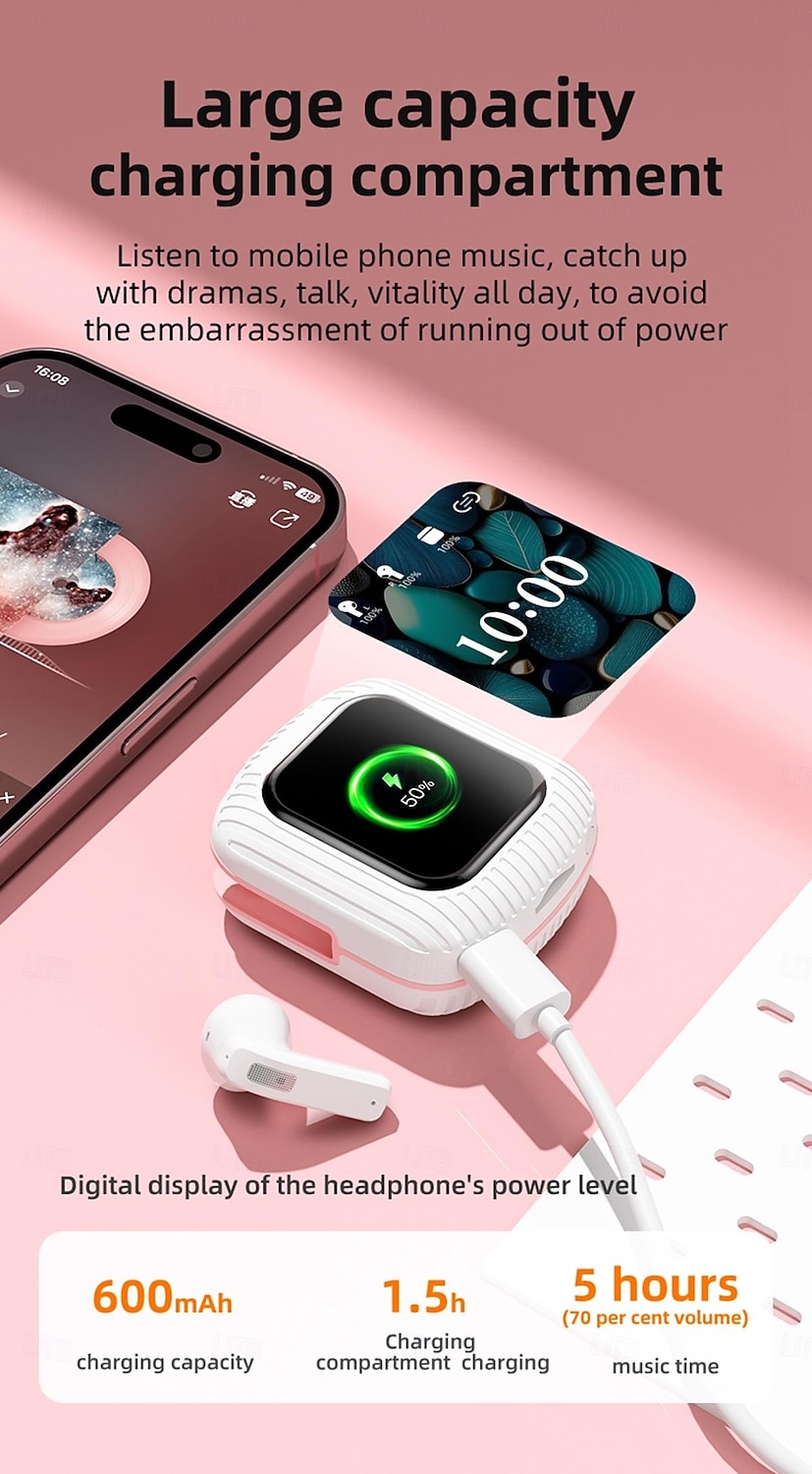 Cuffie True Wireless K8 TWS Auricolari In-Ear Bluetooth 5.3 Stereo Ricarica Rapida ENC Cancellazione del Rumore Ambientale Touch Screen Auricolari TWS del 2025 a $52.99 -P15