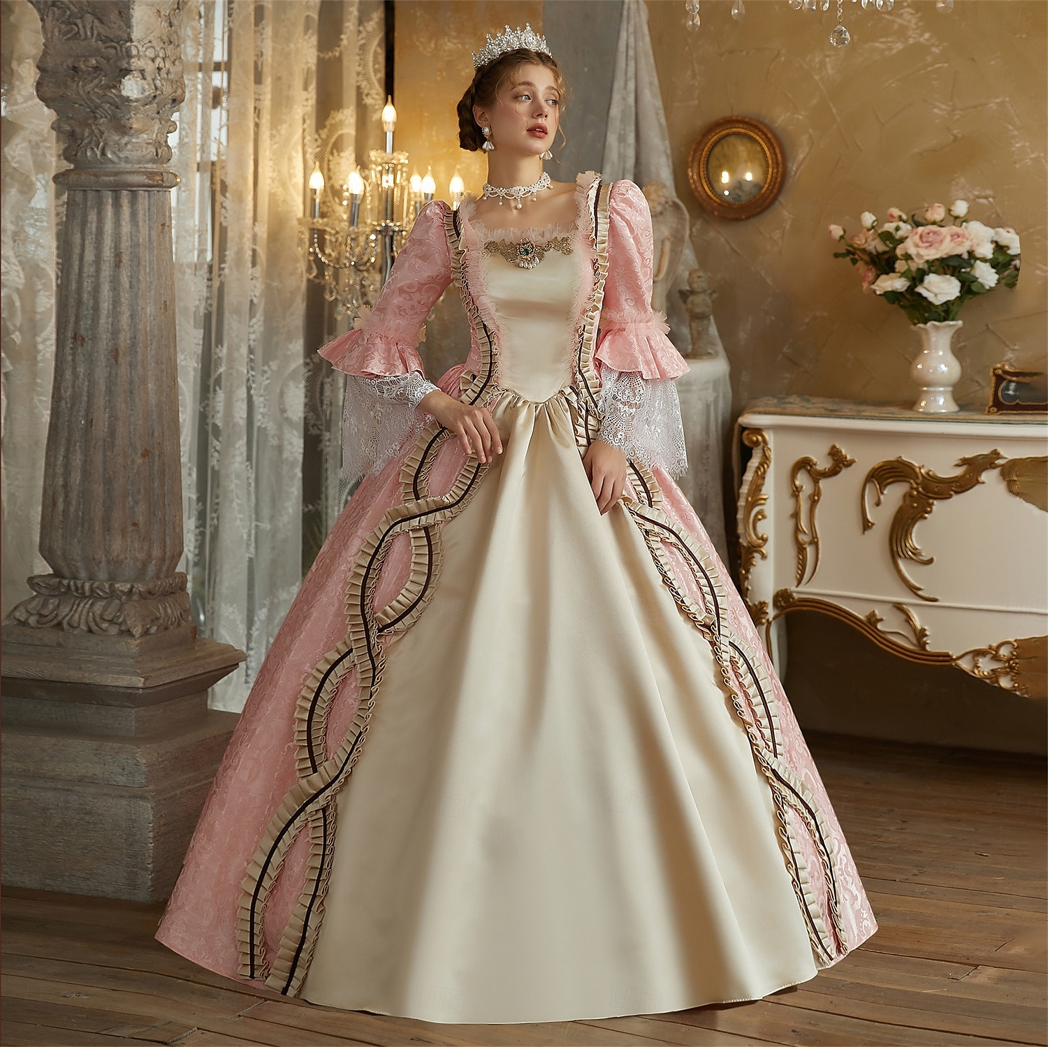 Rococo Victorian Vintage Inspired Dress Party Costume Prom Dress Princess Shakespeare Solid Color Ball Gown Women's Halloween Carnival Valentine's Day Party Evening Party Masquerade Adults' Dress All 2025 - $178.99 –P1