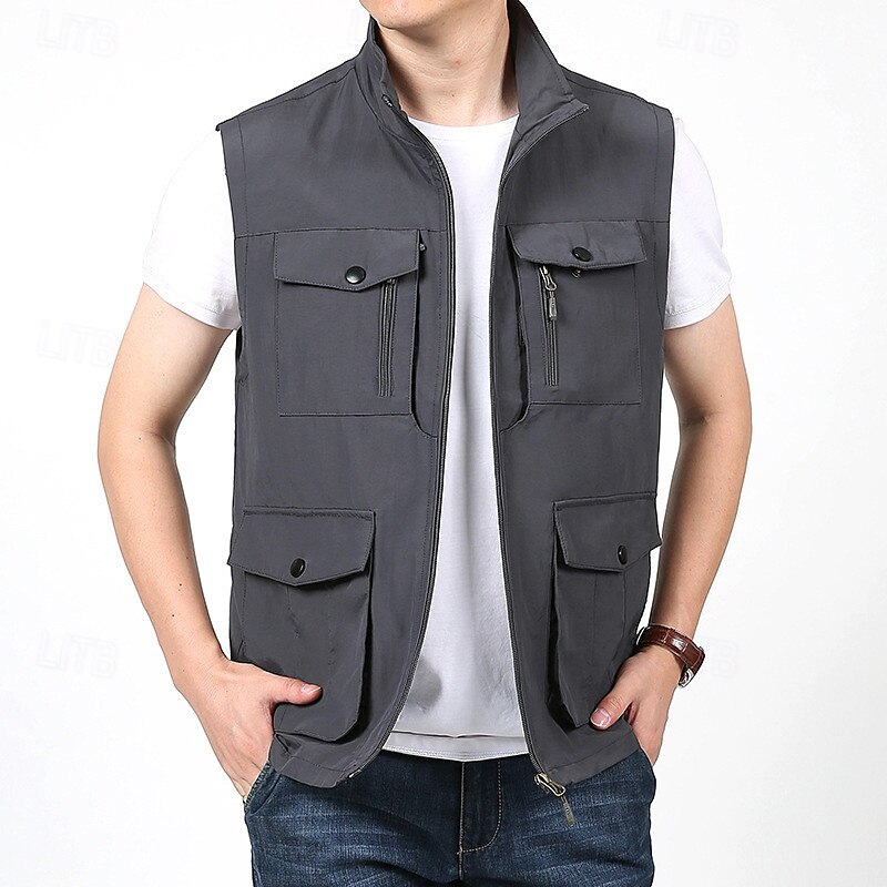 Herren Weste für Wanderer Wander-Fleeceweste Ärmellos Weste Außen Atmungsaktiv Komfortabel Tasche Polyester Schwarz Armeegrün Khaki Jagd Angeln Klettern 2025 - $34.99 –P10