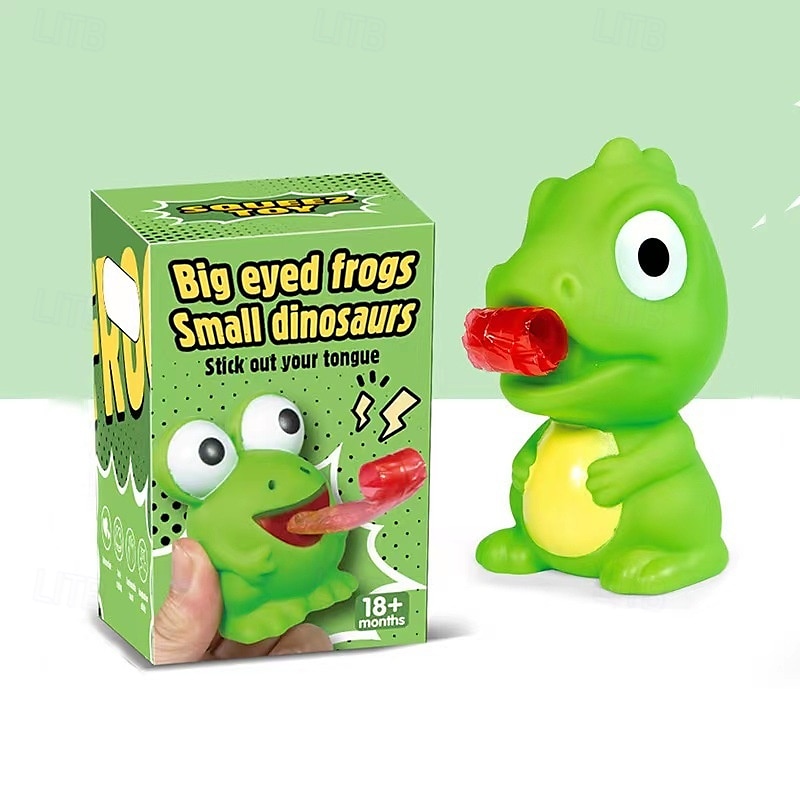 frosk som stikker ut tungen, dinosaurformet klypeleke, stor øyefrosk, nyter stressreduksjon og rebound leketøy halloween julegave 2026 - $8.99 –P9