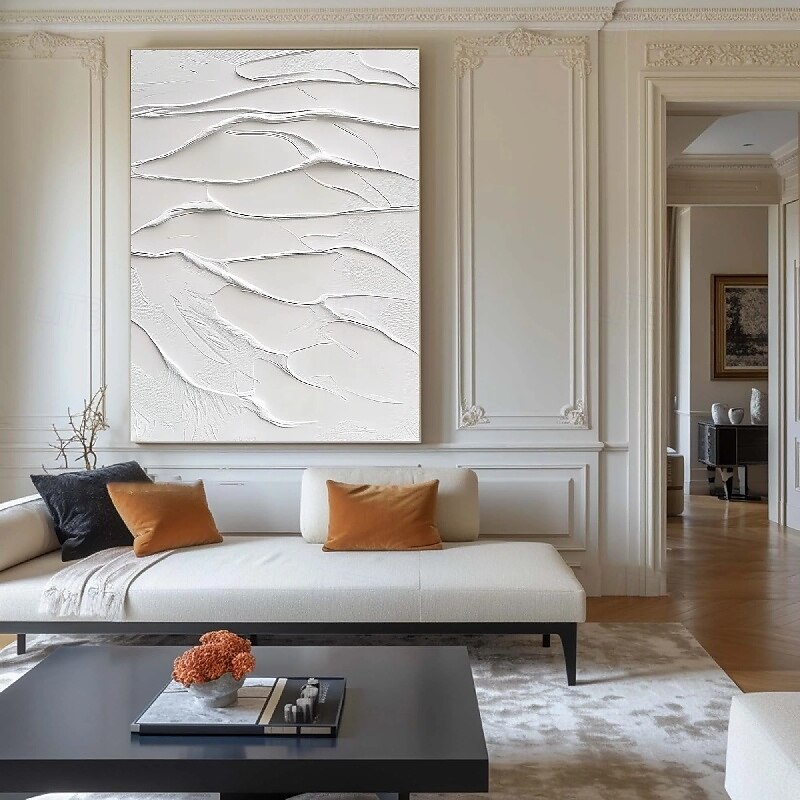 3D White oil painting Hand-Painted Thick Texture Oil Painting handpainted Beige White Painting On Canvas Abstract 3D white Textured oil painting Wall Art painting for Living Room bedroom decoration 2025 - $125.99 –P12