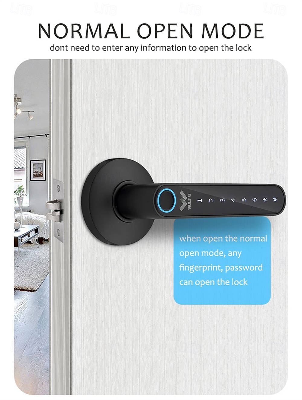 WAFU WF-016 Smart Biometric Fingerprint Door Lock Smart Bluetooth Password Handle Lock APP Unlock Keyless Entry  USB Battery 2025 - $127.99 –P6