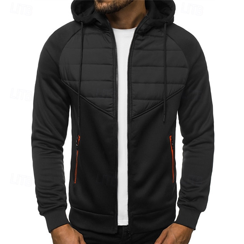 Voor heren Hoodie met rits Hoodie met volledige rits Zwart Donkergrijs Grijs Capuchon Kleurenblok Rits omhoog Lapwerk Zak Sport & Outdoor Dagelijks Feestdagen Polyester Streetwear Basic Casual Herfst 2025 - $21.99 –P9