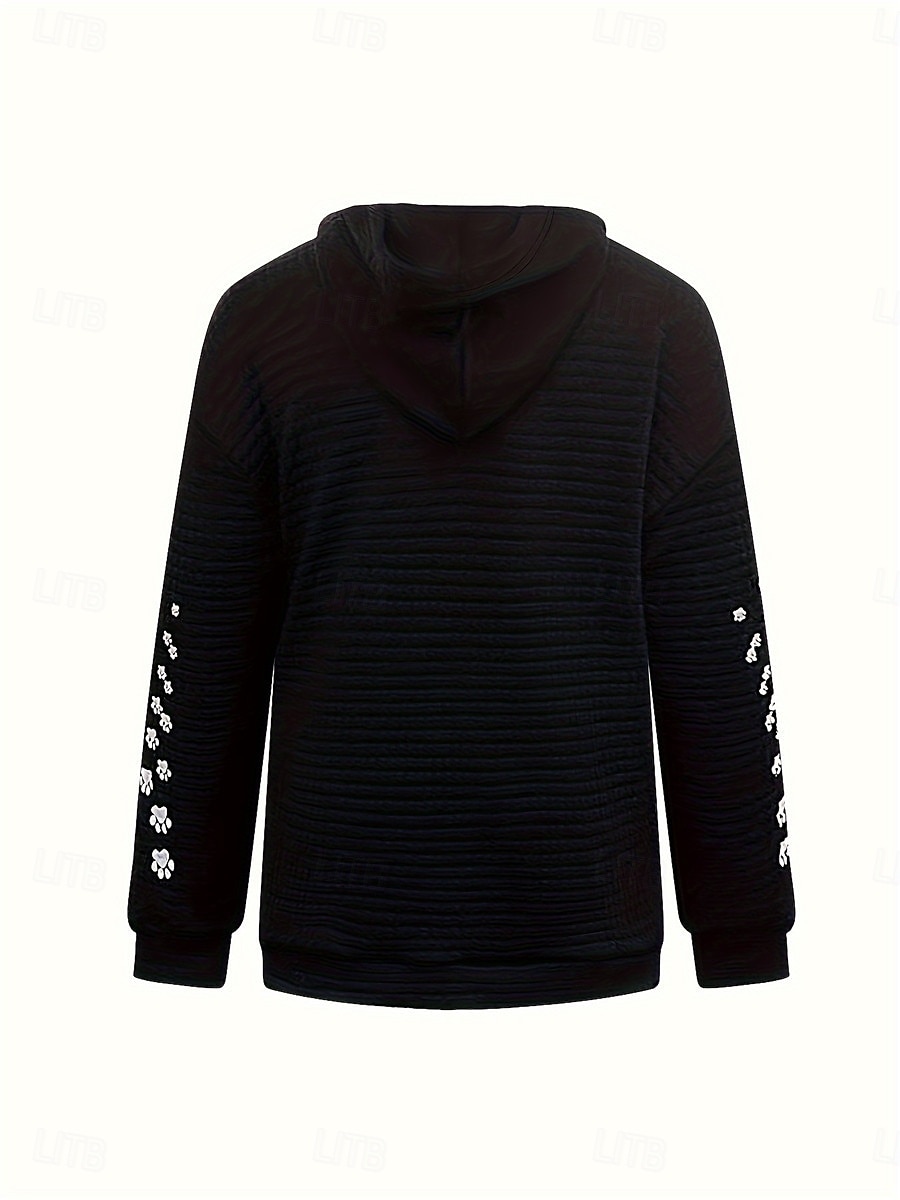 Damen-Kapuzenpullover mit Katzen-Print, Street-Look, Alltagskleidung, lässiger Kapuzenpullover, langärmelig, mikroelastisch, Herbst/Winter, bequem, atmungsaktiv, weicher Stoff 2025 - $29.99 –P9