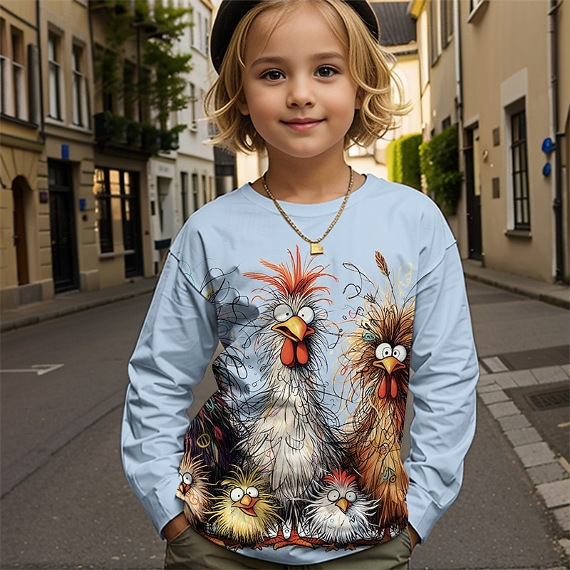 Flickor 3D Grafisk Djur Brud T-shirt Långärmad Vår Höst Mode Grundläggande Barn 4-12 år Rund hals Utomhus Ledigt Dagligen Normal 2025 - $13.99 –P5