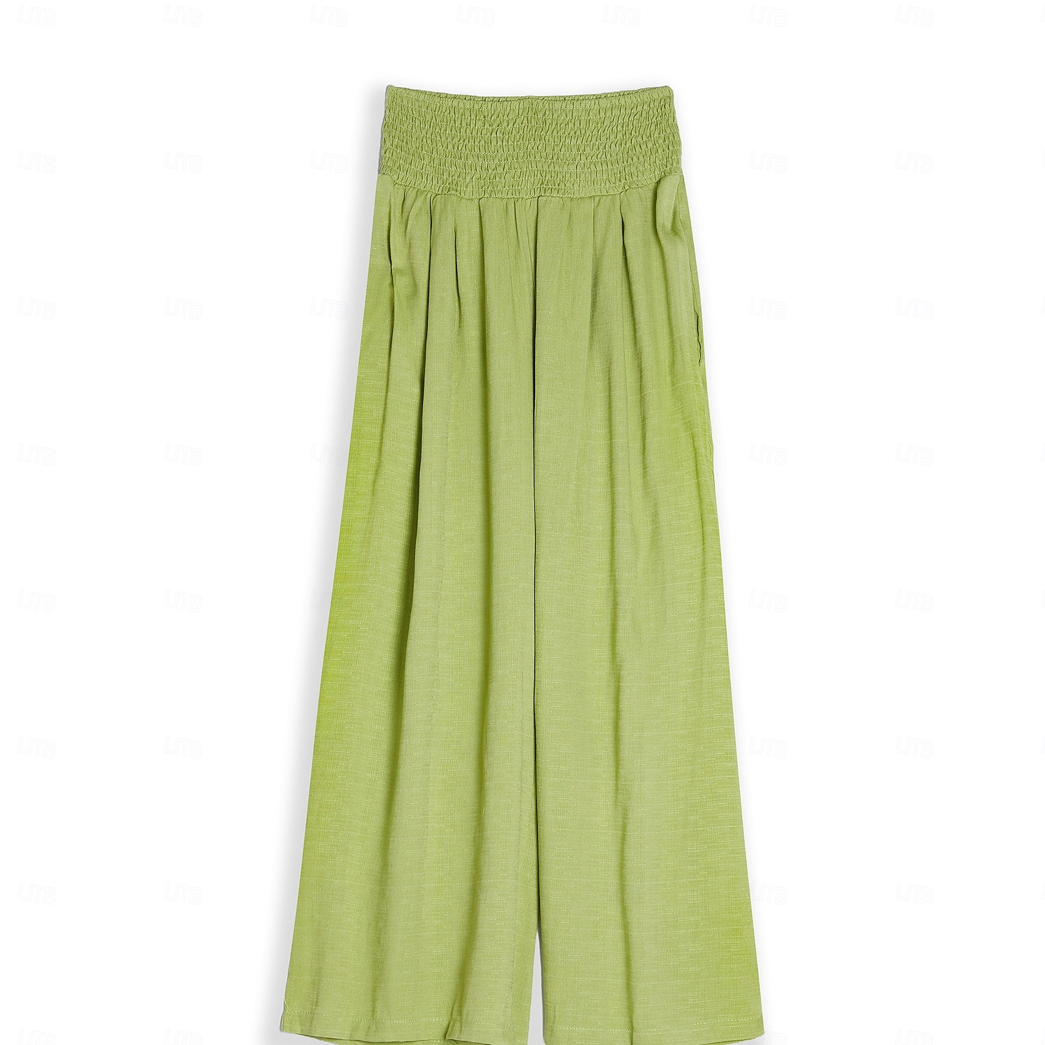 Women's Cotton Linen Pants Wide Leg Trousers Fashion Casual Lounge Full Length High Waist Baggy Micro-elastic Vacation Daily Apple Green Black White Dark Navy Autumn / Fall 2025 - $18.99 –P2
