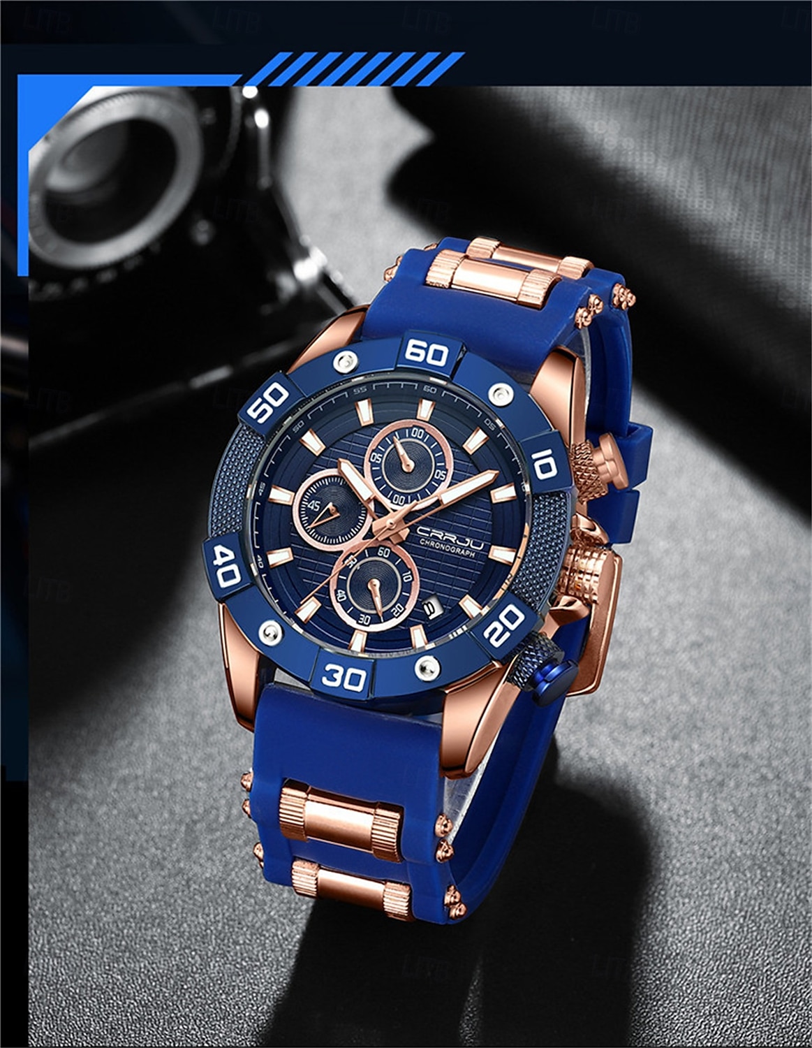 crrju herenhorloges topmerk luxe quartz siliconen band sport waterdichte klok met lichtgevend quartzhorloge 2025 - $38.99 –P10