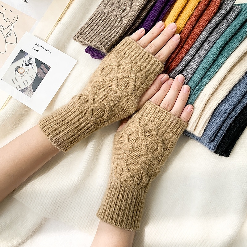 gants sans doigts poignet sans doigts gants tricotés chauffe-bras manches extensibles pour femmes hiver chaud unisexe pour mitaines de 2025 ? $12.49 –P5