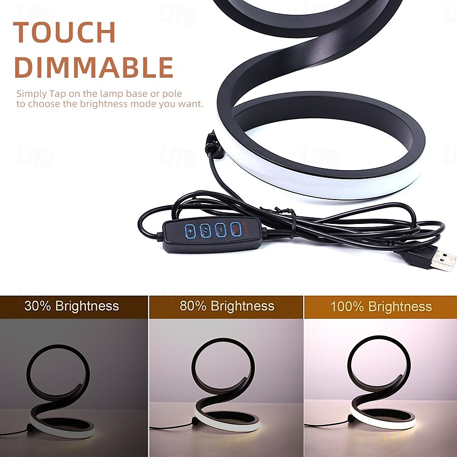 1pc Nordic Simple Spiral Table Lamp, Bedroom Bedside Eye Protection, Dimmable USB Powered LED Decorative Lamp for Home Living Room Bedroom 2025 - $53.99 –P9