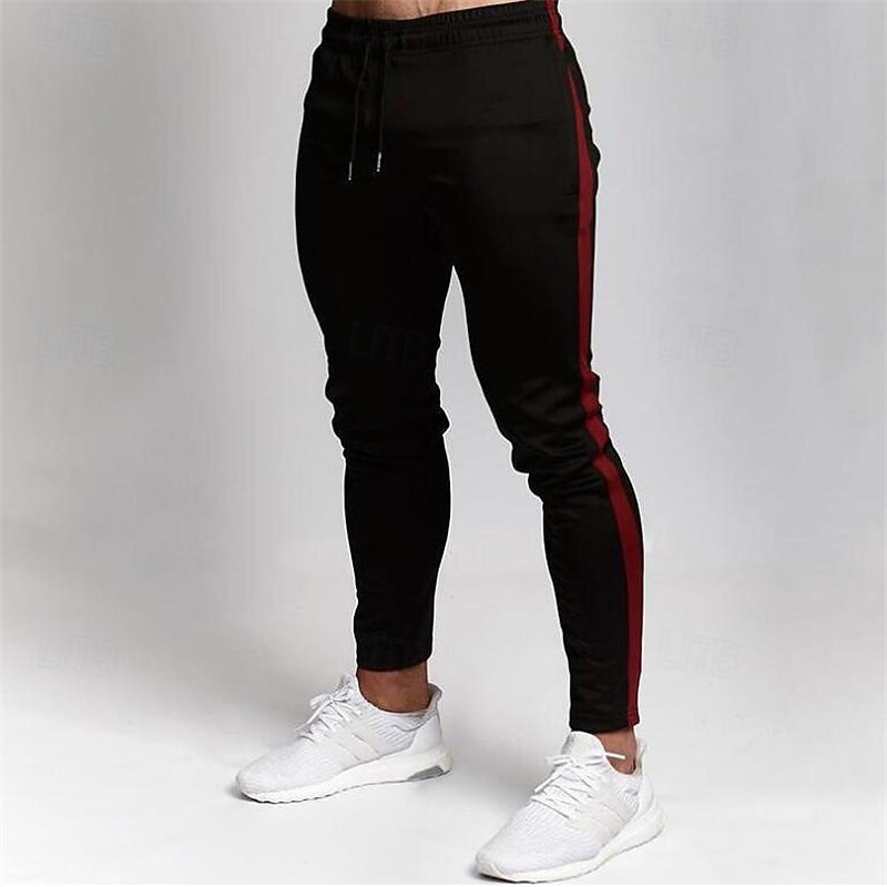 Homens Calças Esportivas Corredor Calças Bolsos Com Cordão Cintura elástica Bloco de cor Conforto Esportes Diário Moda Casual Preto / Vermelho Preto Micro-Elástica de 2026 por $16.49 –P7