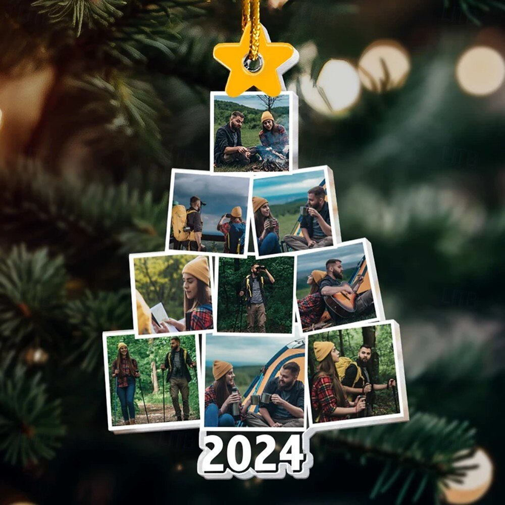 Spersonalizowana ozdoba choinkowa z zdjęciem z campingu akrylowa ramka 2D dekoracja choinkowa prezenty dla rodziny i przyjaciół 2025 - $15.99 –P5