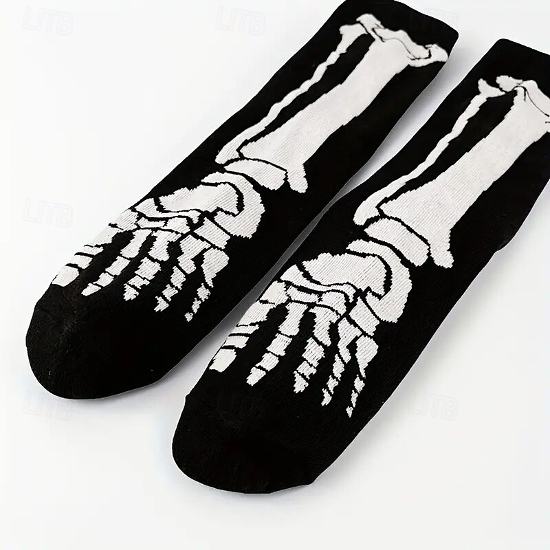 Voor heren 5 paar Multi-pakketten Sokken Crew Sokken Casual sokken Zwart Kleur Halloween Doodskoppen Sport & Outdoor Dagelijks Vakantie Standaard Medium Herfst winter Modieus Casual 2025 - $6.49 –P7