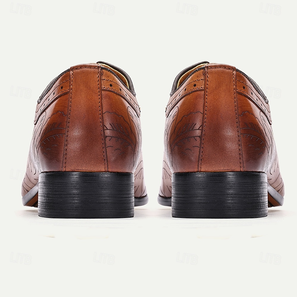oxfordskor i premiumkoskinn för män – handsnidade blommönster med snörning av brogue dress-skor för formella tillfällen 2025 - $109.99 –P5