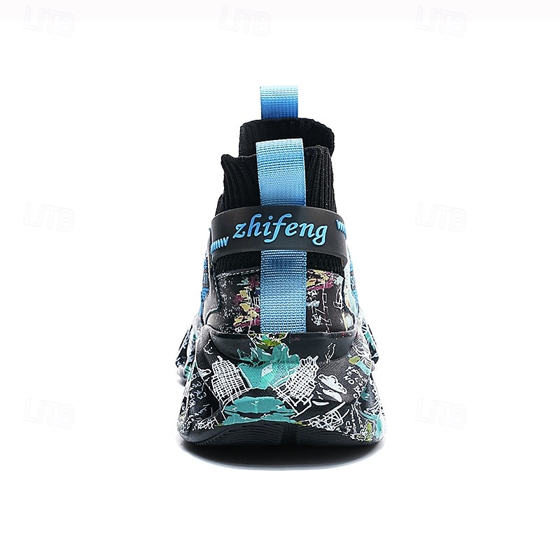 sneakers alte da uomo con motivo graffiti – scarpe sportive streetwear colorate con chiusura con lacci, tomaia in mesh traspirante per abbigliamento casual e sportivo del 2026 a $64.99 –P17