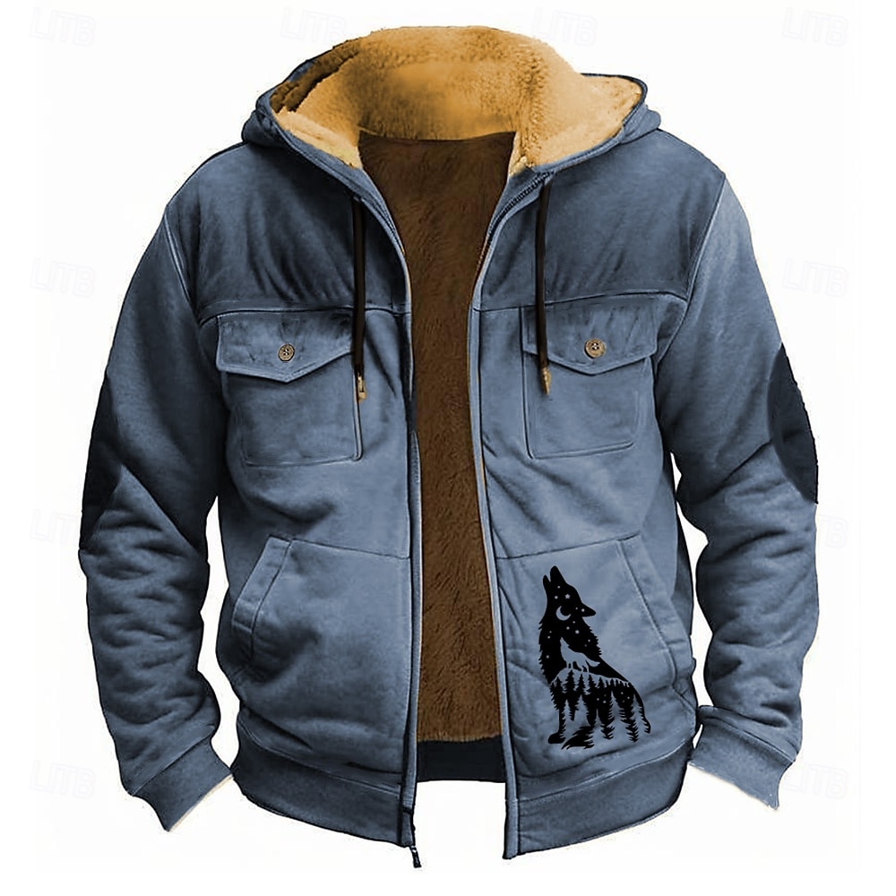 Homens Lobo Tosão Moletom Moletons Moletom Manga Longa Moletom com capuz Com Capuz Moda Impressão 3D Feriado Streetwear Preto Vermelho Zíper Bolsos Outono Inverno Designer de 2025 por $40.99 –P2