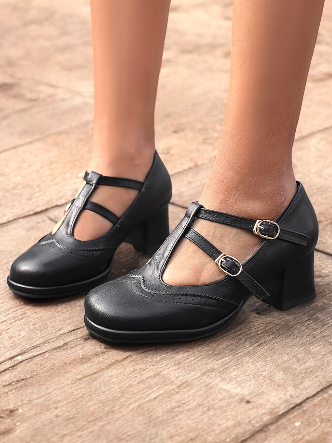 tocuri vintage roșii Mary Jane de damă – curea cu cataramă dublă, toc bloc retro, perfecte pentru ocazii formale și casual 2025 - $54.99 –P3