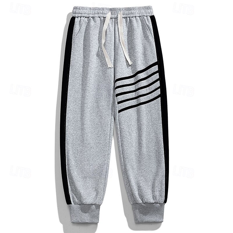 Homens Calças Esportivas Corredor Calças Calça casual Patchwork Com Cordão Cintura elástica Tecido Conforto Quente Comprimento total Ao ar livre Casual Diário Esportes Moda Preto Cinzento de 2025 por $25.99 –P3