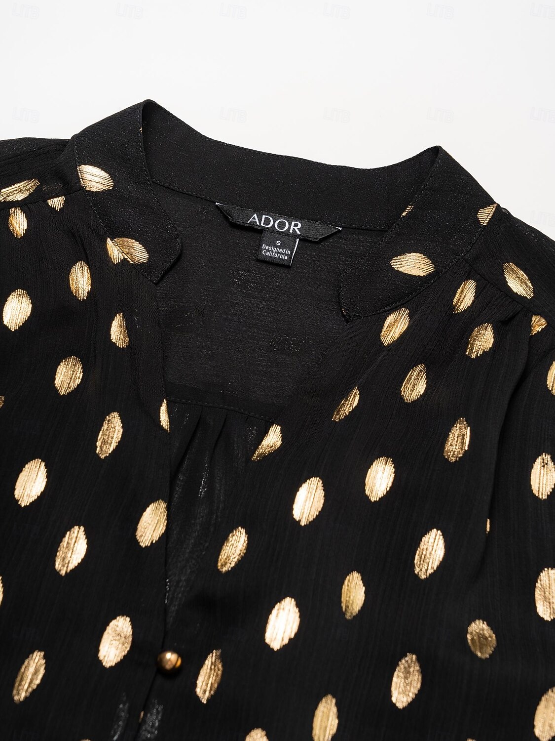 blusa de chiffon com gola e manga julieta e bolinhas de 2025 por $51.99 –P9
