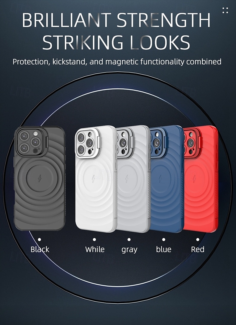 2025年 電話 ケース 用途 iPhone 17 Pro Max 17 Air 16 15 14 Pro Max Plus 13 Pro Max 磁気吸着ケース スタンド付き ワイヤレス充電をサポート 耐衝撃 TPU PC  コレクション – $9.99 –P1