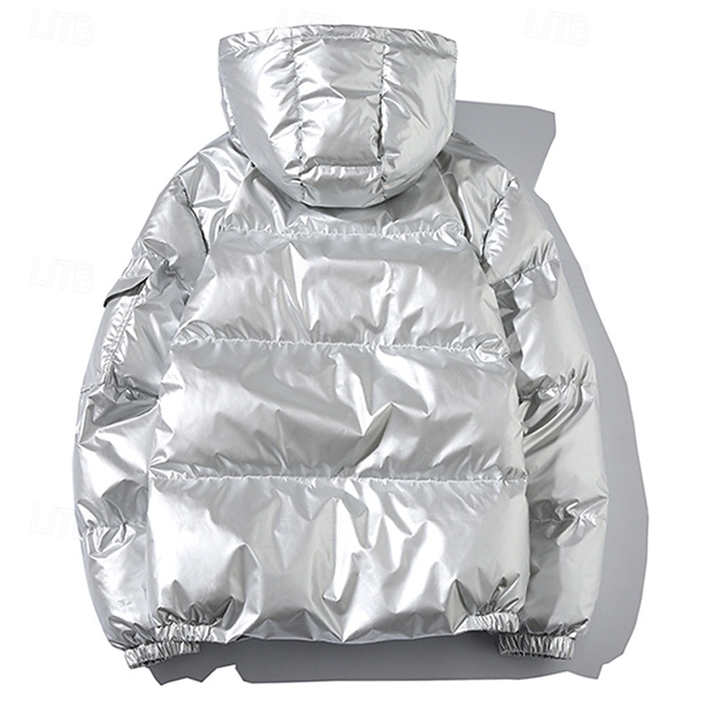 Herr Vinterkappa Pufferjacka Vadderad jacka Ficka Polyester Dagliga kläder Datum Semester Normal Mode Ledigt Bekväm Håller värmen Höst vinter Enfärgad / vanlig färg Silver Svart Marinblå Guld 2025 - $44.99 –P7