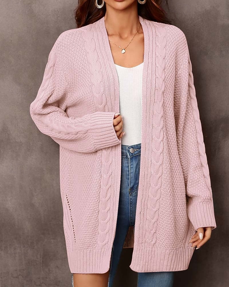 Damen Pullover Modisch Täglich Brautkleider schlicht Graphic Bedruckt Öffnung vorne Strick Textur Langarm Lange Oberteile Stricken Heim Arbeit Schwarz Rosa Herbst Winter 2025 - $62.99 –P8