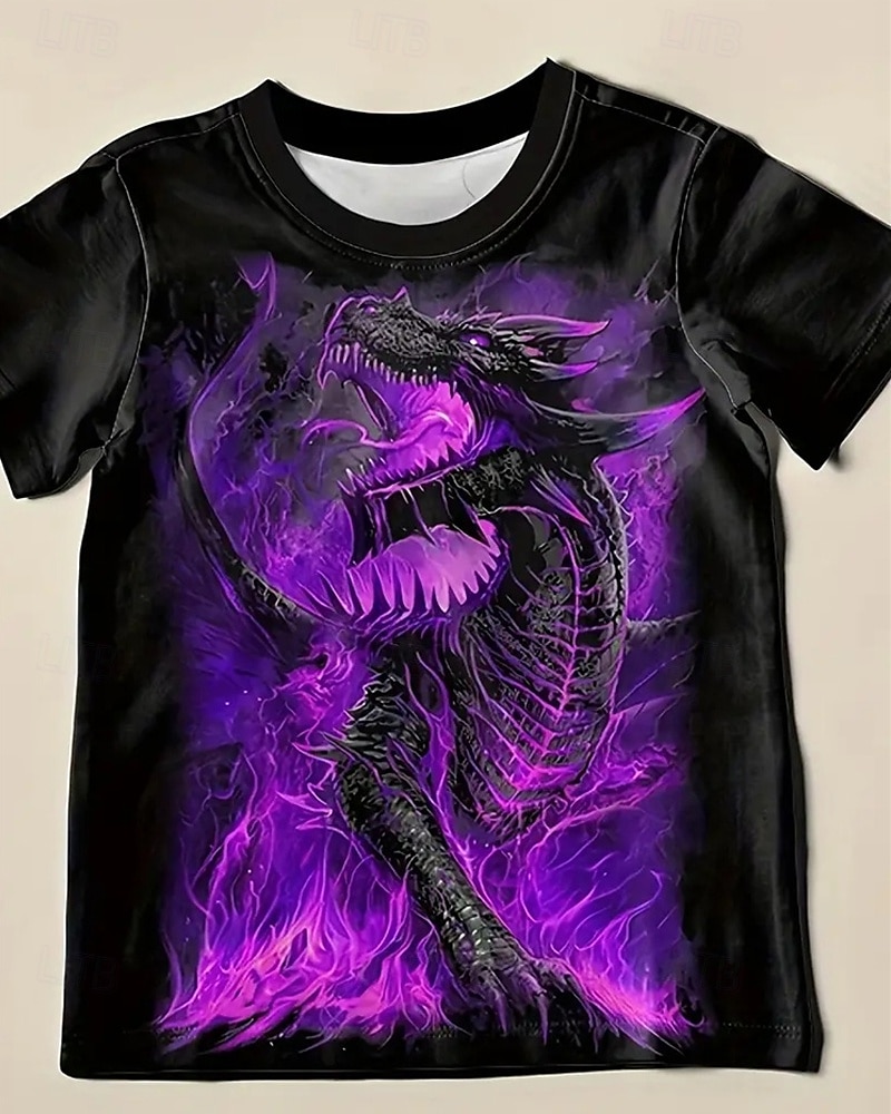 Băieți 3D Grafic Animal Balaur Tricou Manșon scurt Vară Primăvară Modă De Bază Copii 4-12 ani Stil Nautic În aer liber Casual Zilnic Fit regulat 2025 - $11.99 -P1