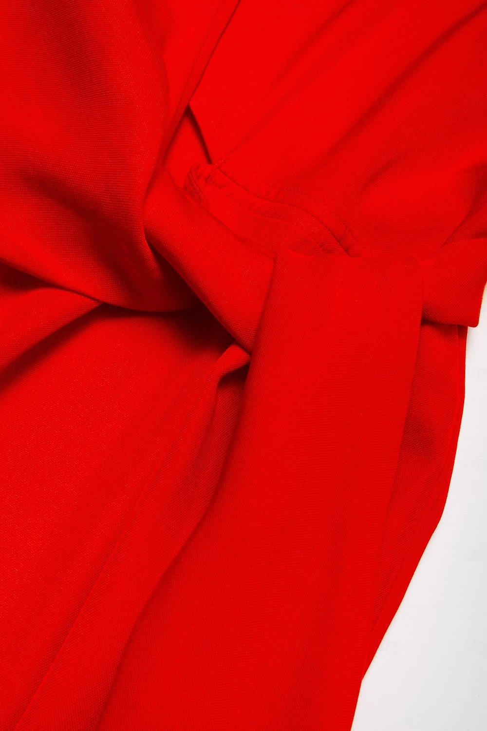 Robe midi portefeuille froncée en lin tencel pour femme orange rouge col en V de 2025 ? $119.99 –P8