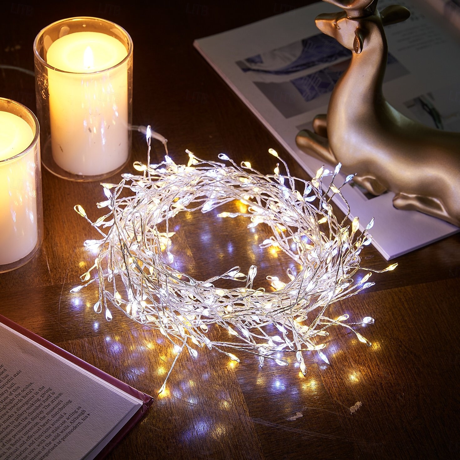 Cadena de luces LED con forma de petardo, 31 V CC, 9 m/6 m, 300/200 LED, IP65, resistente al agua, para exteriores, decoración de fiestas navideñas, iluminación colorida, 1 unidad 2025 - $28.99 –P12