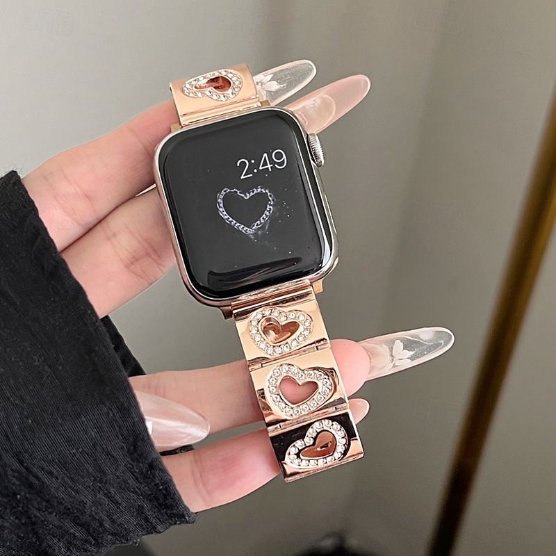 2025年 Solo Loop と互換性があります Apple Watch ウォッチバンド 38mm 40mm 41mm 42mm 44mm 45mm 49mm 女性 グリッター素材 ブリンブリンダイヤモンド 合金 交換用時計バンド のために iwatch Ultra 2 Series 9 8 7 SE 6 5 4 3 2 1  コレクション – $23.99 –P13